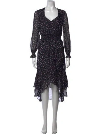 Pre-owned Intermix Silk Midi Length Dress In Black