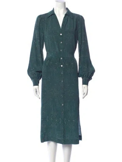 Pre-owned Intermix Silk Midi Length Dress In Blue