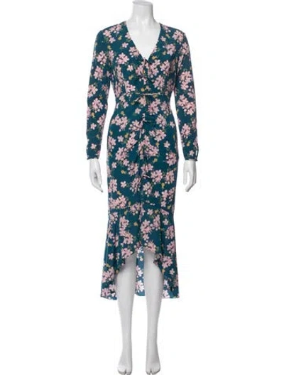 Pre-owned Intermix Silk Midi Length Dress In Blue