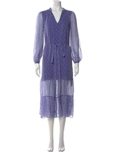 Pre-owned Intermix Silk Midi Length Dress In Blue