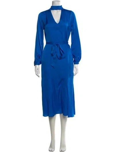 Pre-owned Intermix Silk Midi Length Dress In Blue