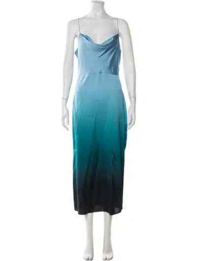 Pre-owned Intermix Silk Midi Length Dress In Blue