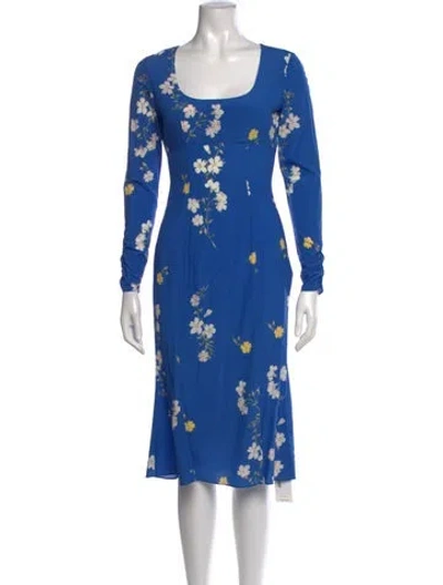 Pre-owned Intermix Silk Midi Length Dress In Blue