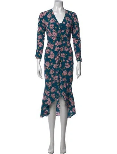 Pre-owned Intermix Silk Midi Length Dress In Blue