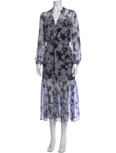 Pre-owned Intermix Silk Midi Length Dress In Blue