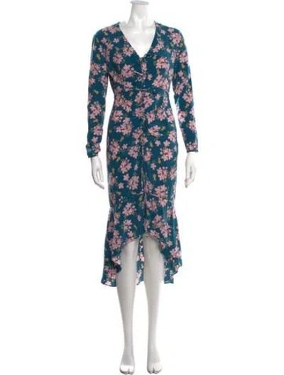 Pre-owned Intermix Silk Midi Length Dress In Blue