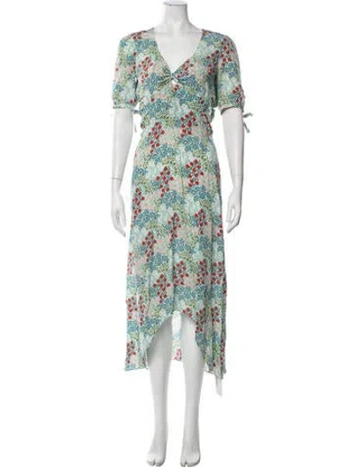 Pre-owned Intermix Silk Midi Length Dress In Blue