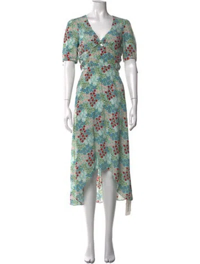 Pre-owned Intermix Silk Midi Length Dress In Blue