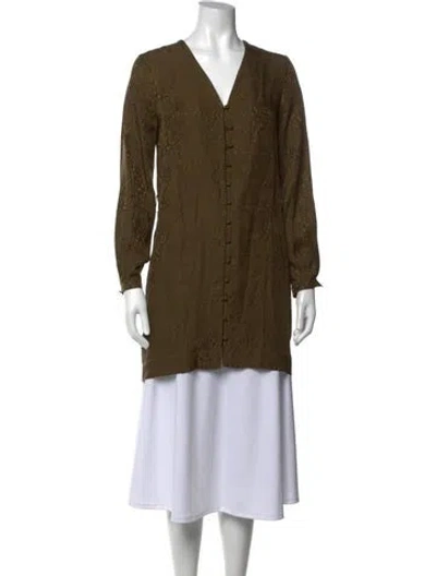 Pre-owned Intermix Silk Midi Length Dress In Brown