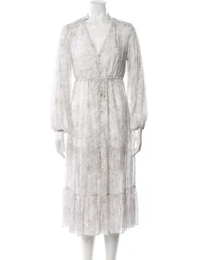 Pre-owned Intermix Silk Midi Length Dress In Gray