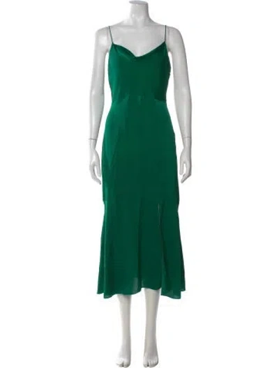 Pre-owned Intermix Silk Midi Length Dress In Green