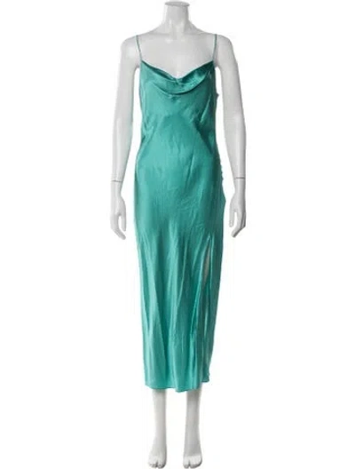 Pre-owned Intermix Silk Midi Length Dress In Green