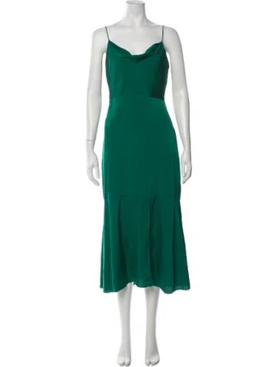 Pre-owned Intermix Silk Midi Length Dress In Green