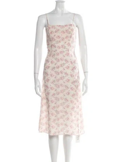 Pre-owned Intermix Silk Midi Length Dress In Neutral