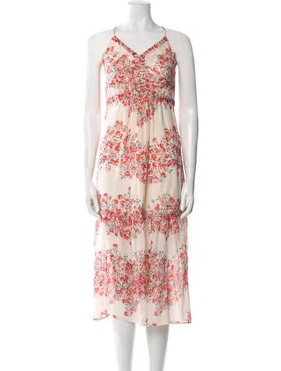 Pre-owned Intermix Silk Midi Length Dress In Pink