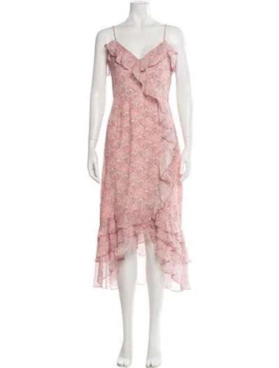 Pre-owned Intermix Silk Midi Length Dress In Pink