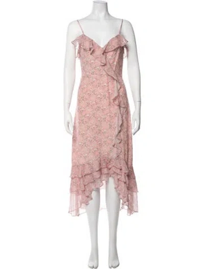 Pre-owned Intermix Silk Midi Length Dress In Pink