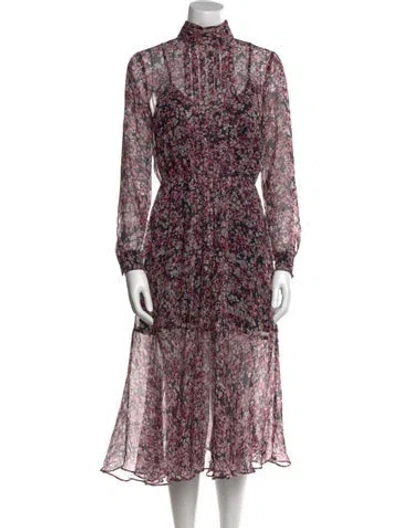 Pre-owned Intermix Silk Midi Length Dress In Purple