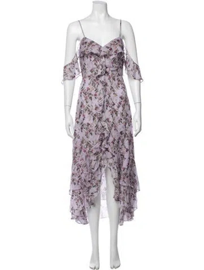 Pre-owned Intermix Silk Midi Length Dress In Purple