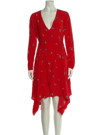 Pre-owned Intermix Silk Midi Length Dress In Red