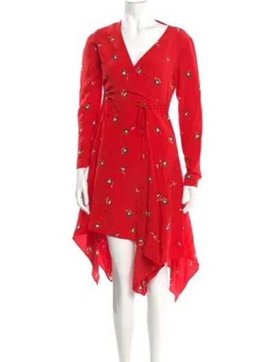 Pre-owned Intermix Silk Midi Length Dress In Red