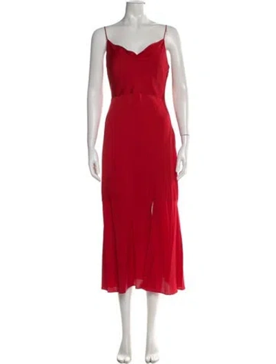 Pre-owned Intermix Silk Midi Length Dress In Red