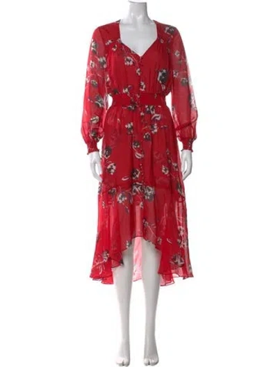 Pre-owned Intermix Silk Midi Length Dress In Red