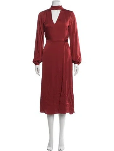 Pre-owned Intermix Silk Midi Length Dress In Red