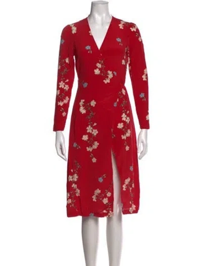 Pre-owned Intermix Silk Midi Length Dress In Red