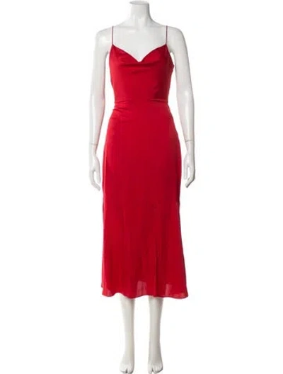 Pre-owned Intermix Silk Midi Length Dress In Red