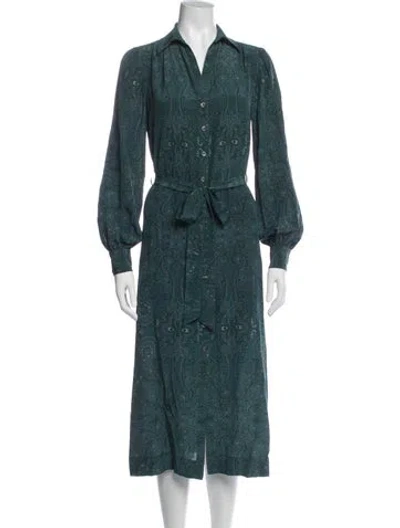 Pre-owned Intermix Silk Midi Length Dress W/ Tags In Blue