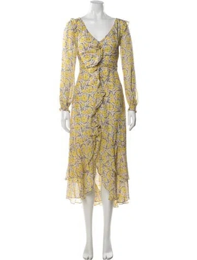 Pre-owned Intermix Silk Midi Length Dress In Yellow