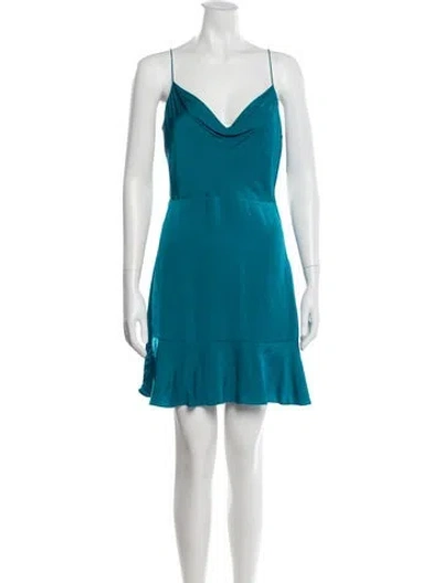 Pre-owned Intermix Silk Mini Dress In Blue
