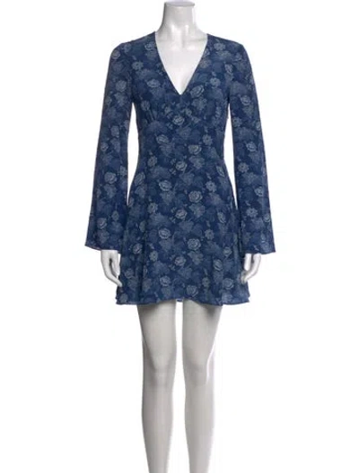 Pre-owned Intermix Silk Mini Dress In Blue