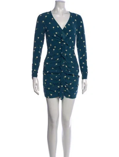 Pre-owned Intermix Silk Mini Dress In Blue