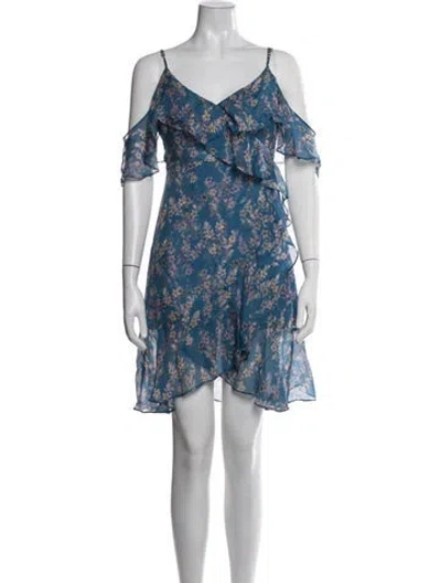 Pre-owned Intermix Silk Mini Dress In Blue