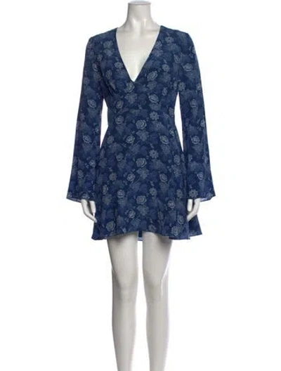 Pre-owned Intermix Silk Mini Dress In Blue