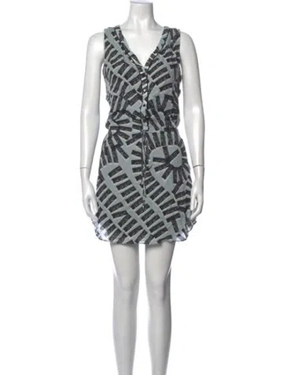 Pre-owned Intermix Silk Mini Dress In Blue