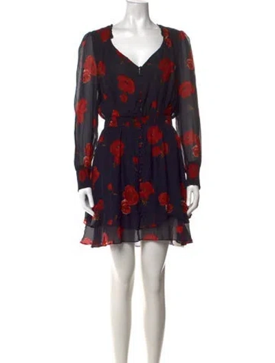 Pre-owned Intermix Silk Mini Dress In Blue/red