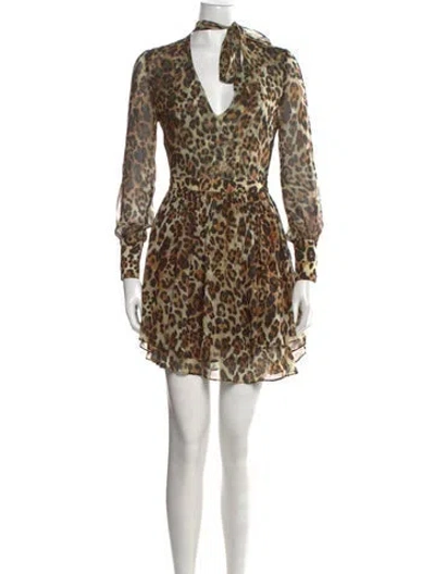 Pre-owned Intermix Silk Mini Dress In Brown