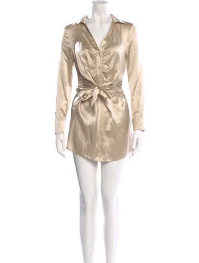 Pre-owned Intermix Silk Mini Dress In Gold