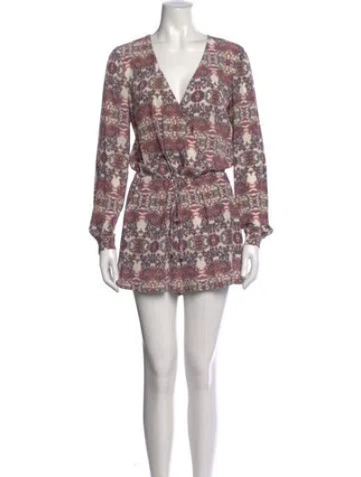 Pre-owned Intermix Silk Paisley Print Jumpsuit In Neutral