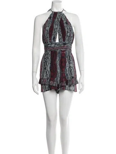 Pre-owned Intermix Silk Paisley Print Romper In Blue