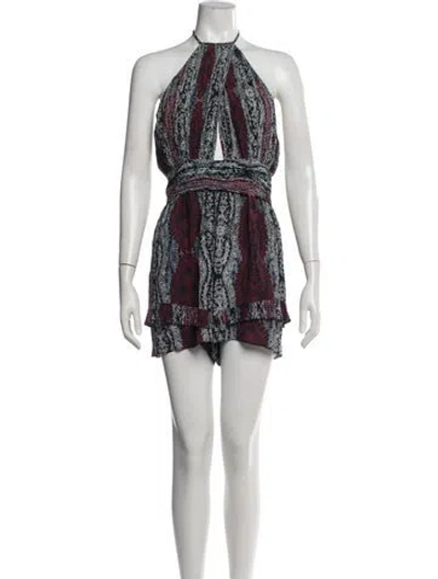 Pre-owned Intermix Silk Paisley Print Romper In Blue