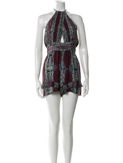 Pre-owned Intermix Silk Printed Romper In Multi