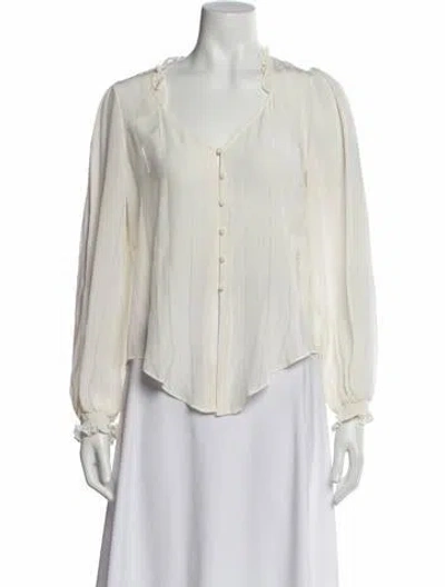 Pre-owned Intermix Silk V-neck Blouse In Neutral