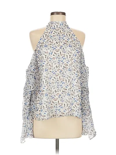 Pre-owned Intermix Sleeveless Silk Top Blue Cold Shoulder Neckline Tops