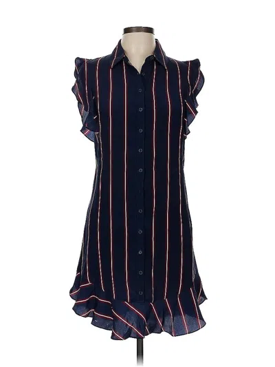 Pre-owned Intermix Sleeveless Silk Top Blue Ruffles Neckline Tops