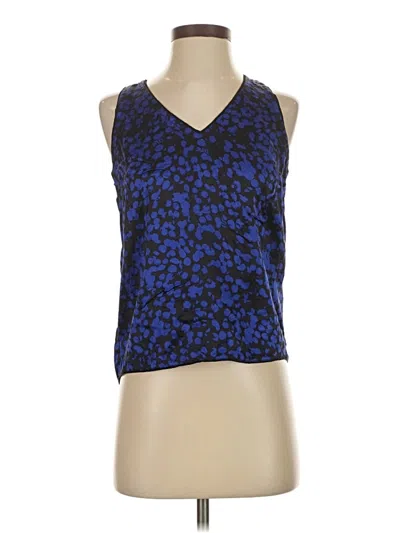 Pre-owned Intermix Sleeveless Silk Top Blue V-neck Tops