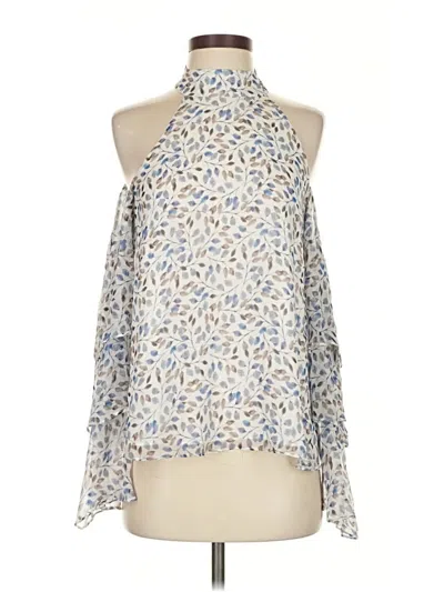 Pre-owned Intermix Sleeveless Silk Top Ivory Halter Neckline Tops In White